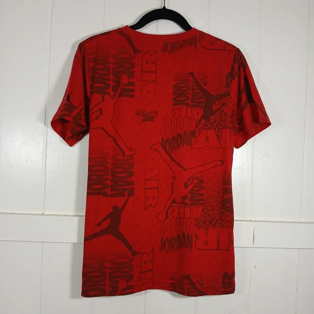 Jordan Boys Red All Over Print Jumpman Logo T-Shirt Size Large (12-13) C258-R78 - Picture 3 of 9